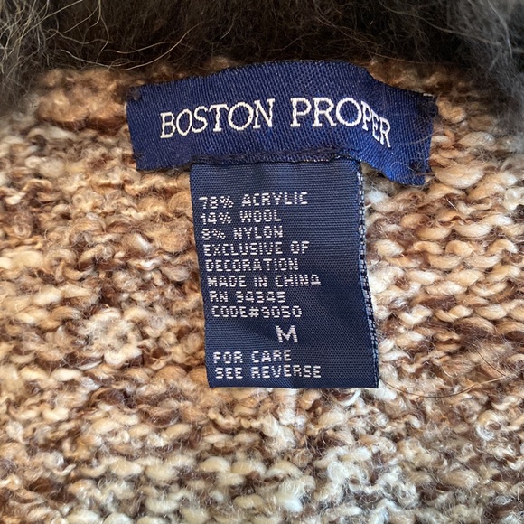 Boston Proper Faux Fur Collar Tie Front Cardigan. - Picture 11 of 16